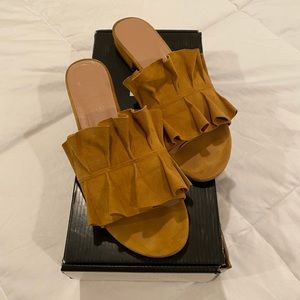 ABLE Ruffle Slide - Marigold suede - size 10